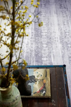 Vintage Teppich Grau Silber