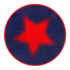 Weconhome Kinderteppich Rund Blau Rot Stern