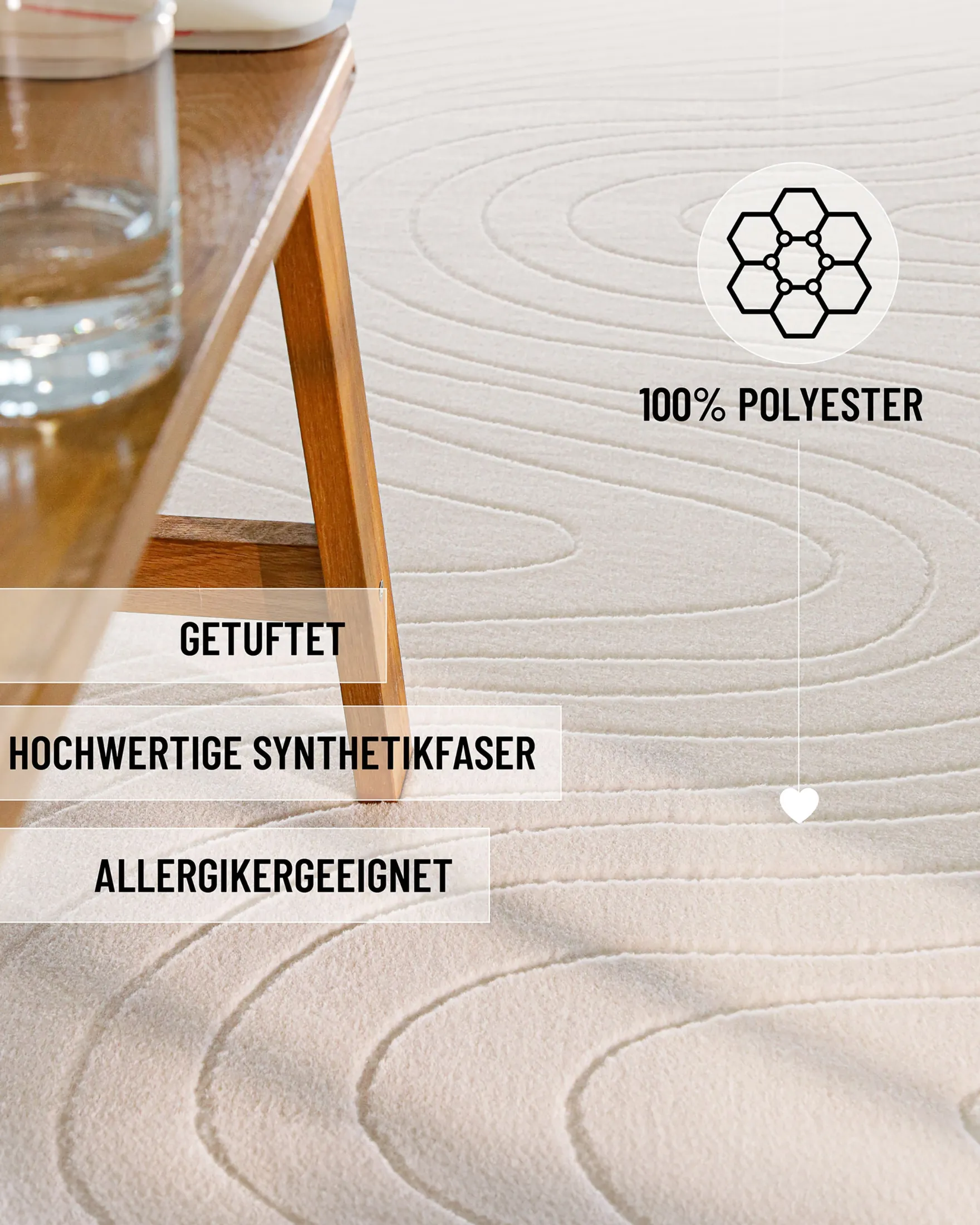 WECONhome Kurzflorteppich "Nuuk Flow" - Creme Weiß
