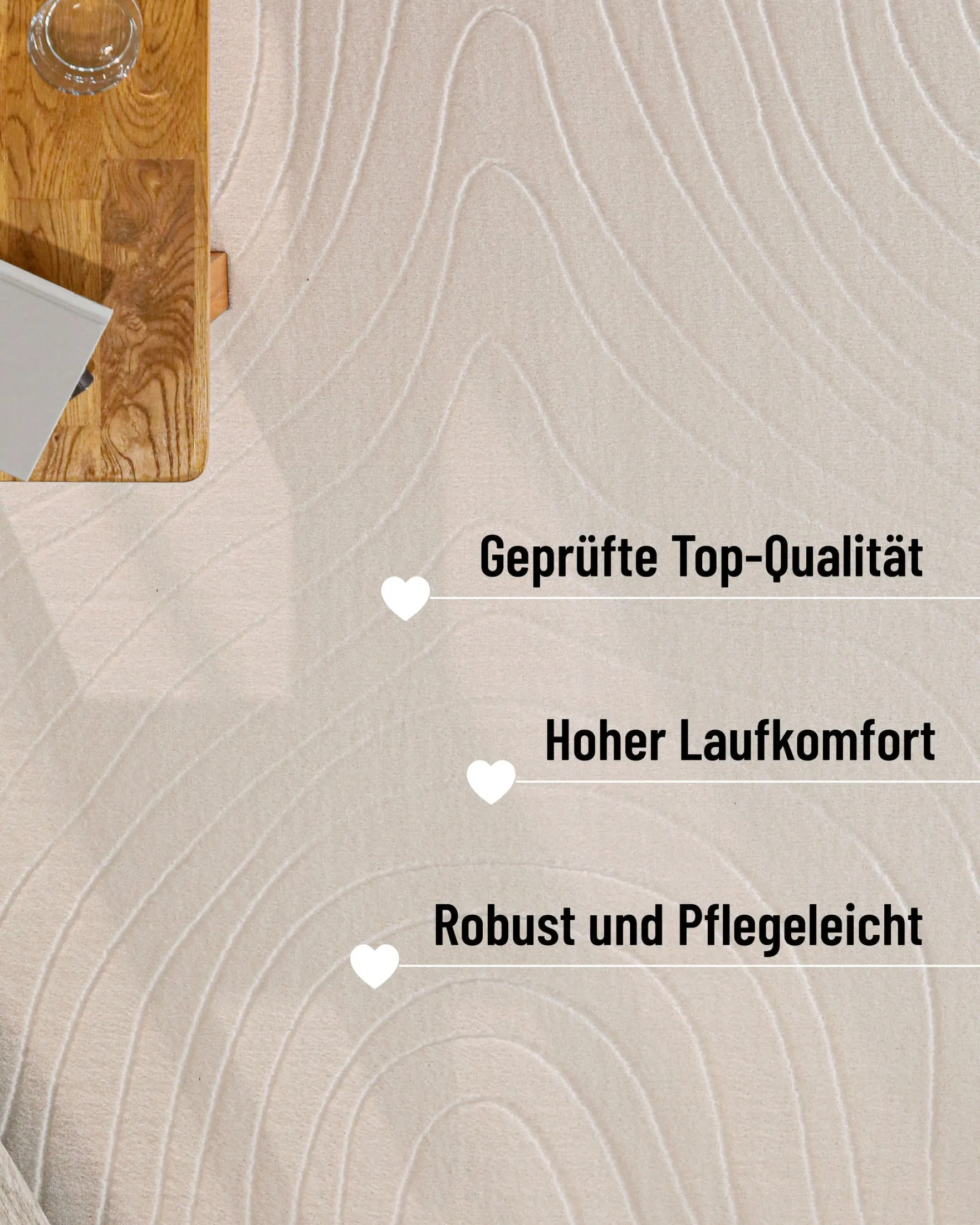 WECONhome Kurzflorteppich "Nuuk Flow" - Creme Weiß