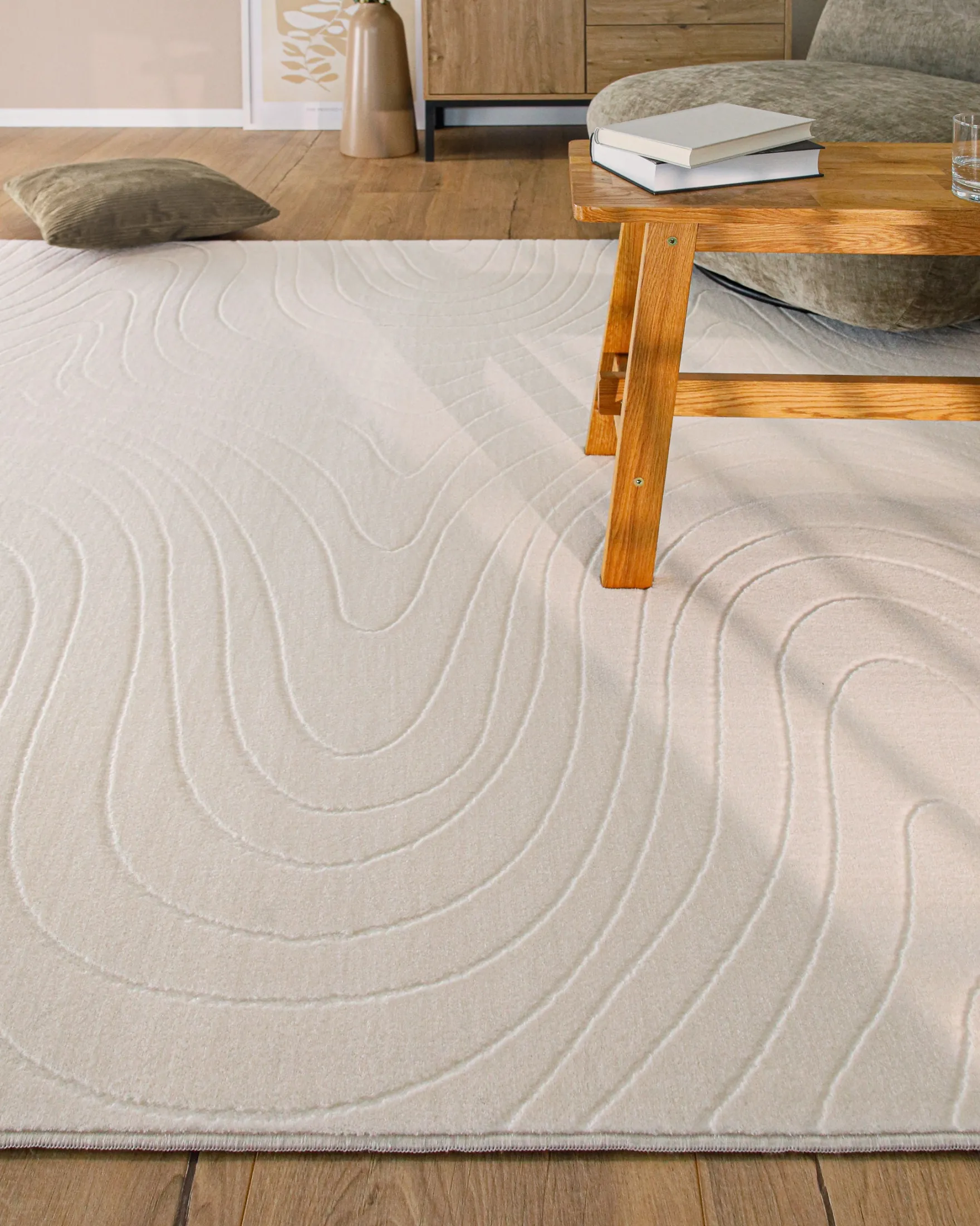 WECONhome Kurzflorteppich "Nuuk Flow" - Creme Weiß