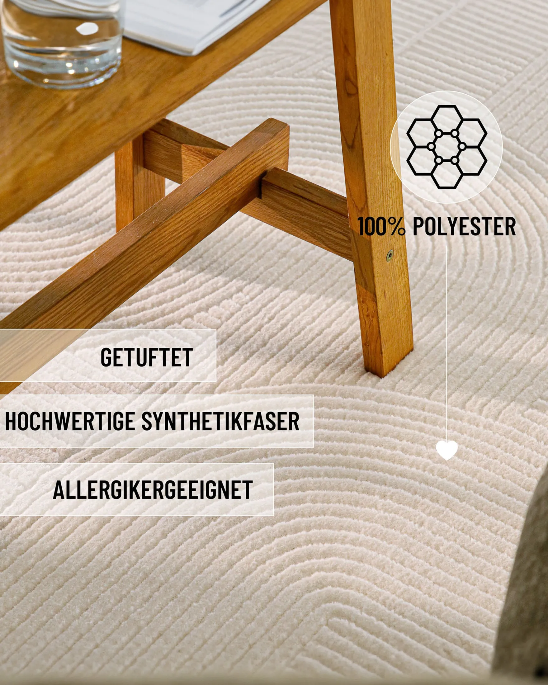 WECONhome Kurzflorteppich "Nuuk Arc" - Creme Weiß