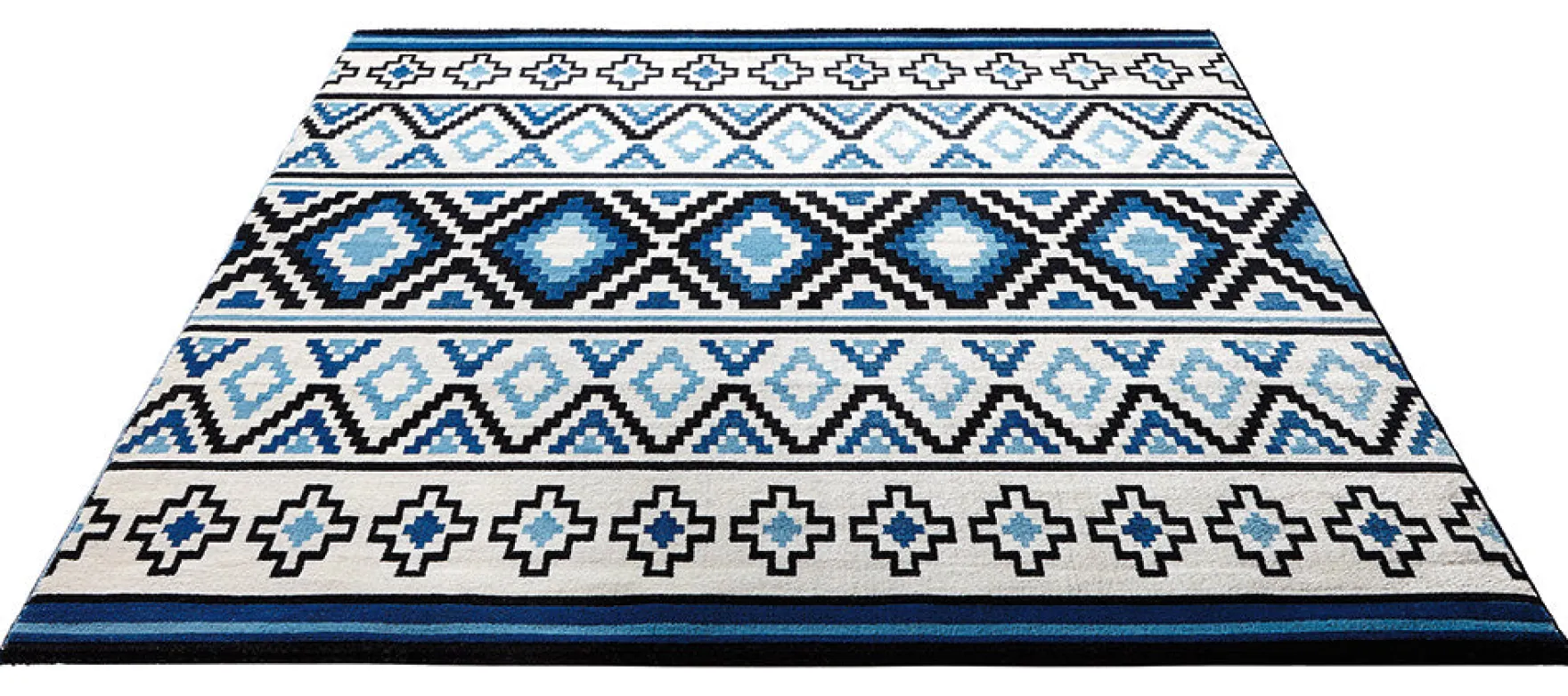 WECONhome Teppich 80x150 cm Blau "Fresh Kelim"