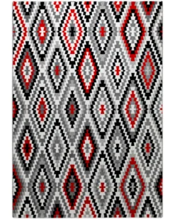 Weconhome Teppich 133x200 Schwarz Weiß Rot Muster