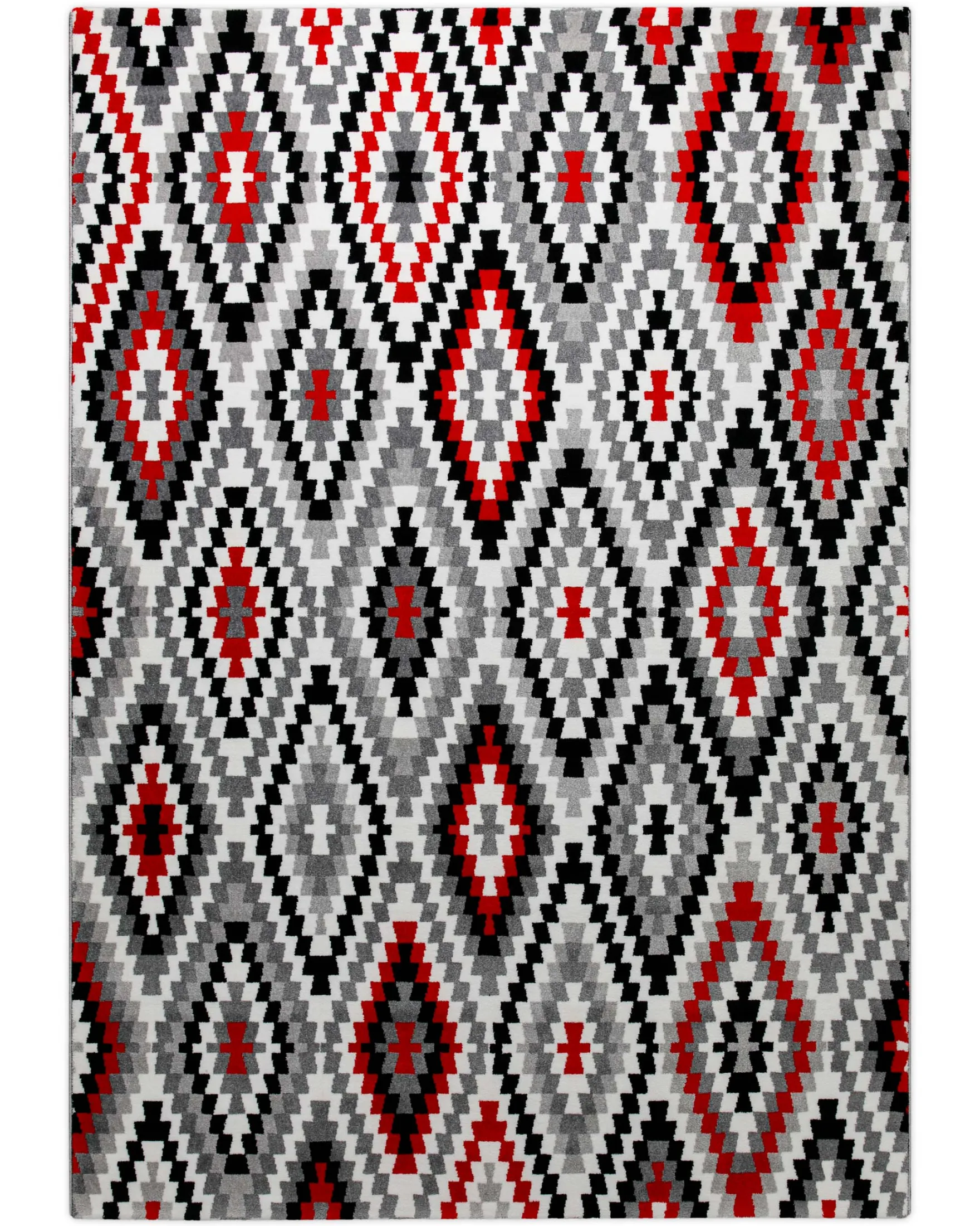 Weconhome Teppich 133x200 Schwarz Weiß Rot Muster