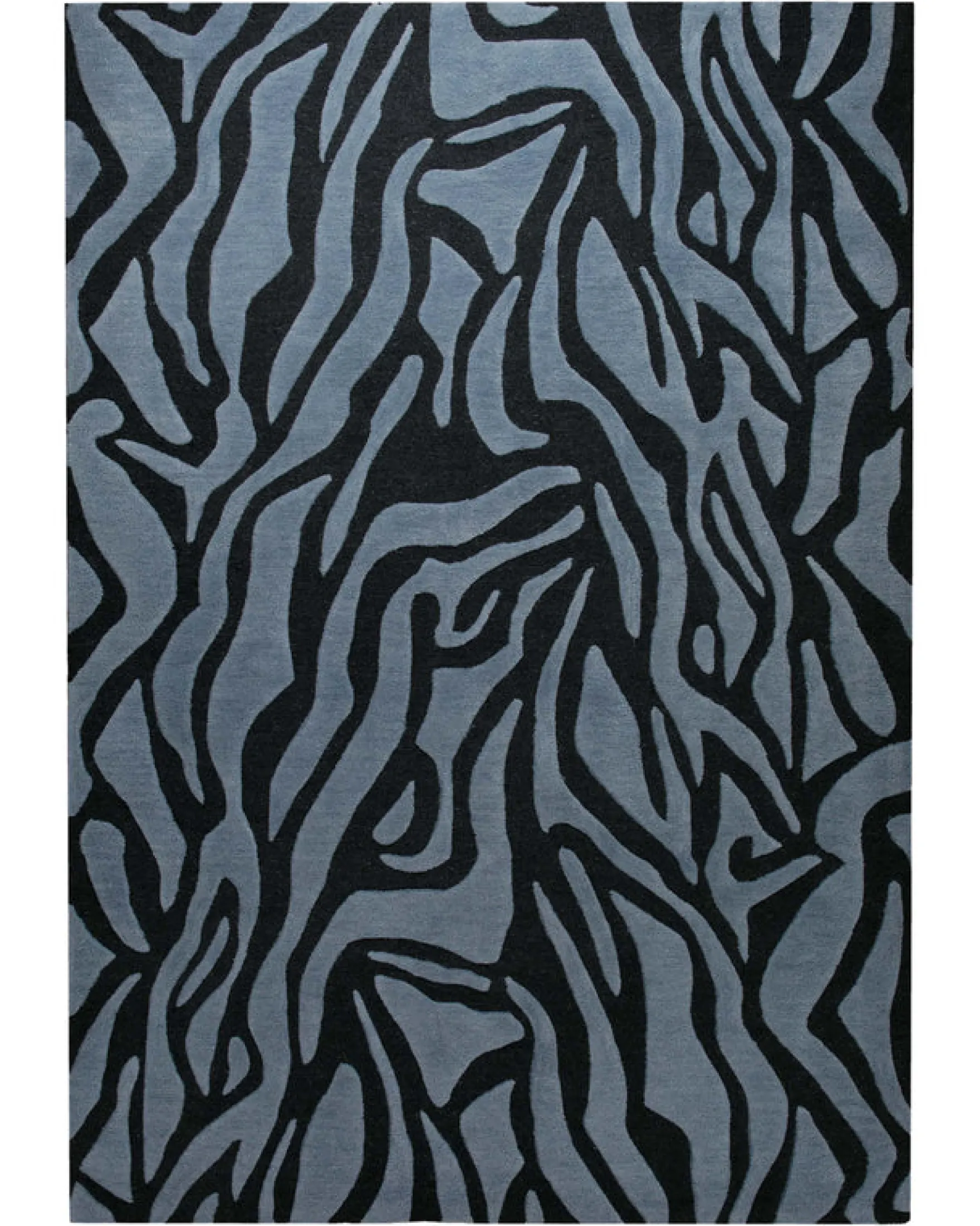 Wilde Linie in Rauchblau - Handtuft Wolle 160 x 230 cm