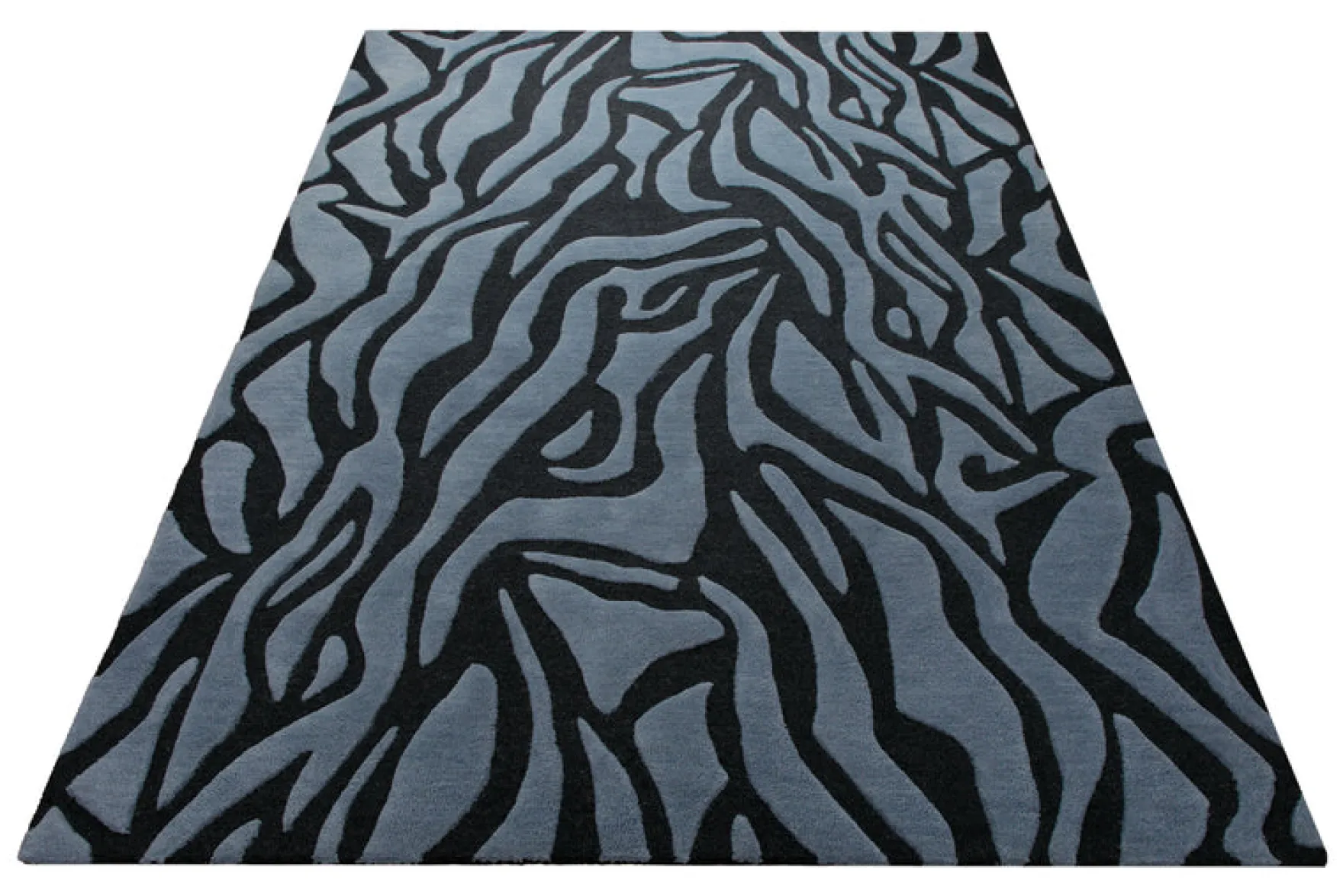 Wilde Linie in Rauchblau - Handtuft Wolle 160 x 230 cm
