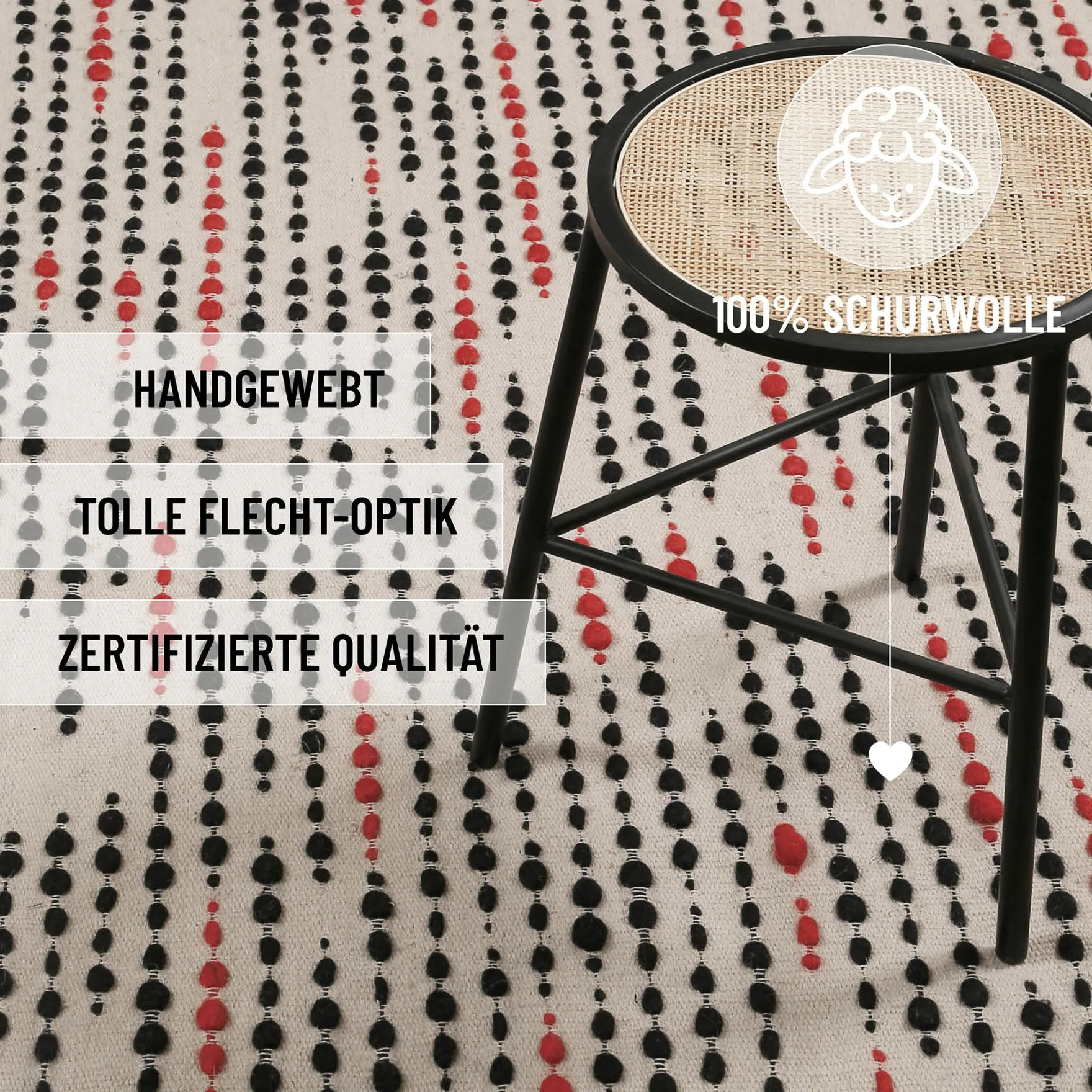 Wollteppich Creme Beige "London Red" WECONhome