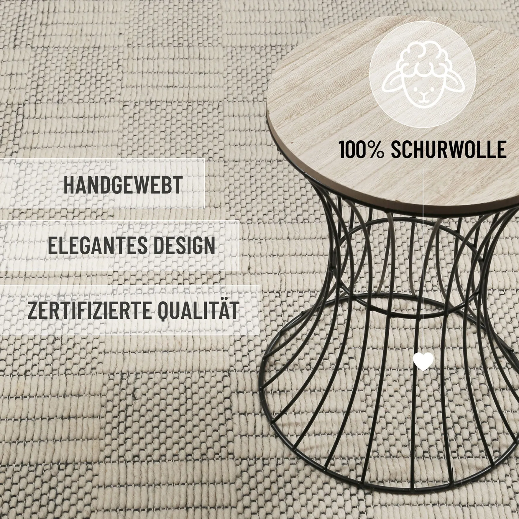 Wollteppich Creme Weiß "Lani" WECONhome