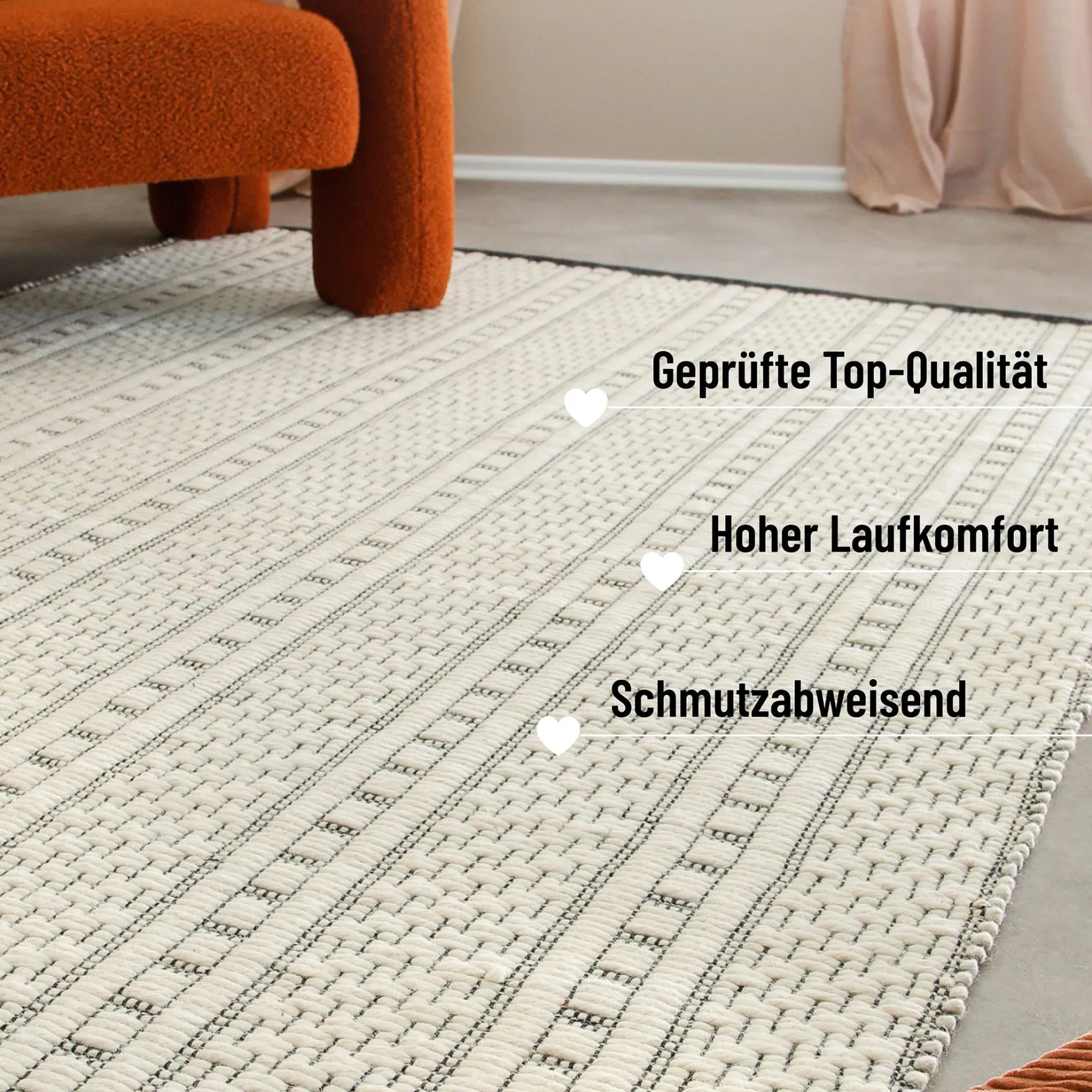 Wollteppich Creme Weiß "Liv" WECONhome