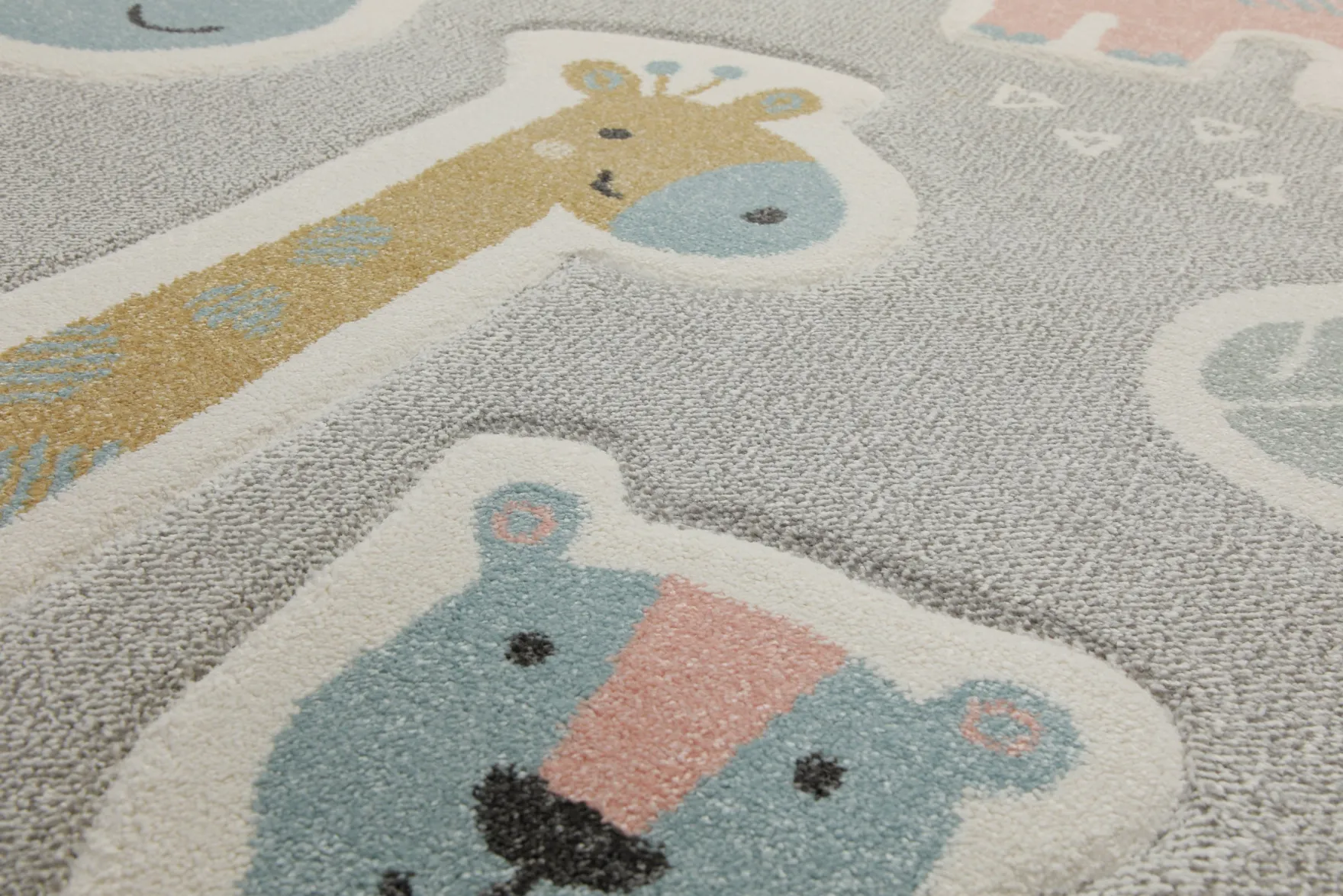 160x230 Teppich Kinderzimmer Beige Tiere Pastell