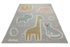 160x230 Teppich Kinderzimmer Beige Tiere Pastell