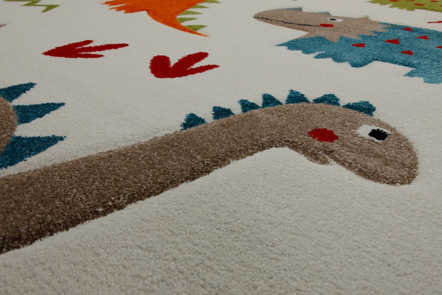 160x230 Teppich Kinderzimmer Creme Bunt Dinos