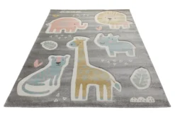 160x230 Teppich Kinderzimmer Grau Tiere