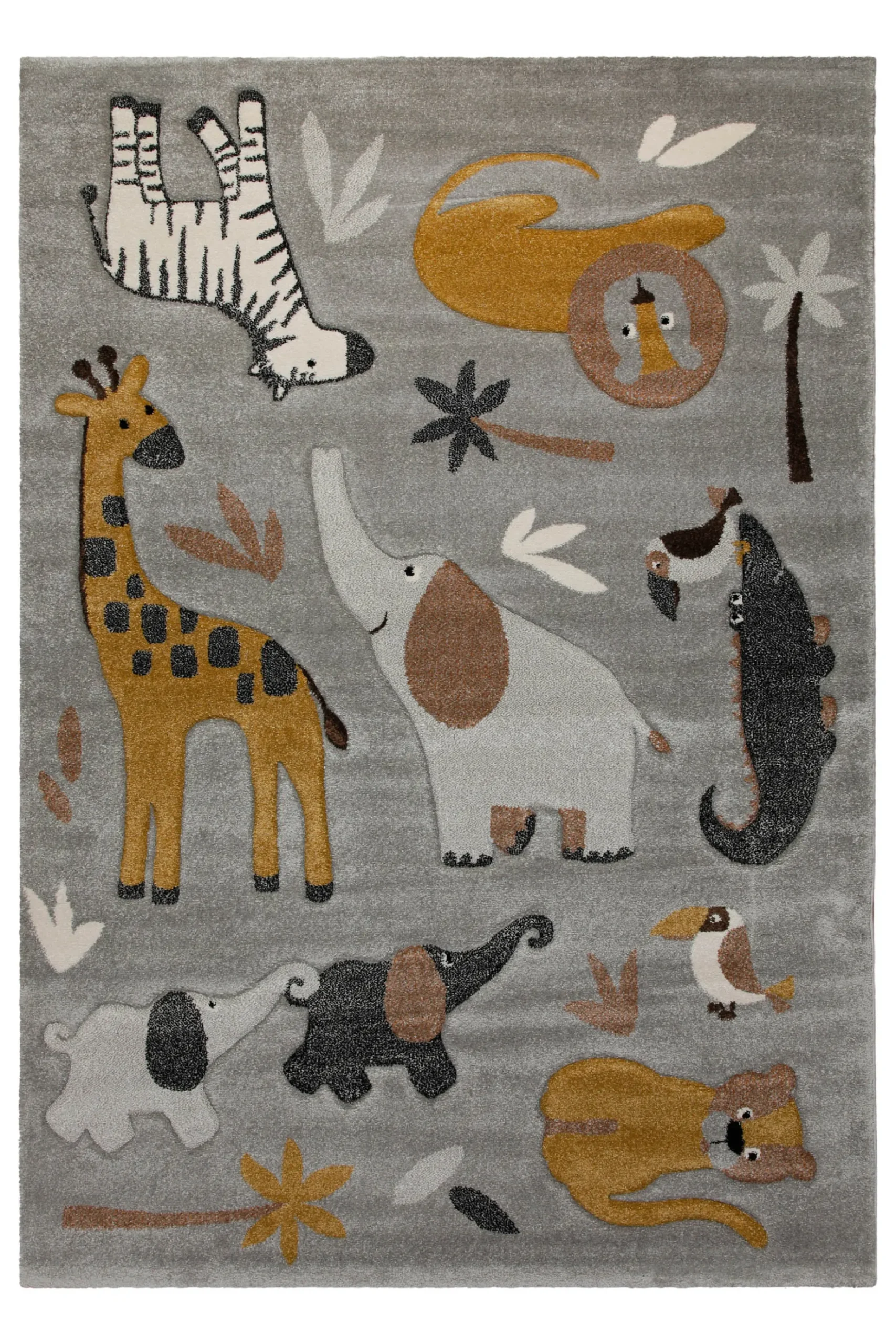 160x230 Teppich Kinderzimmer Grau Tiere