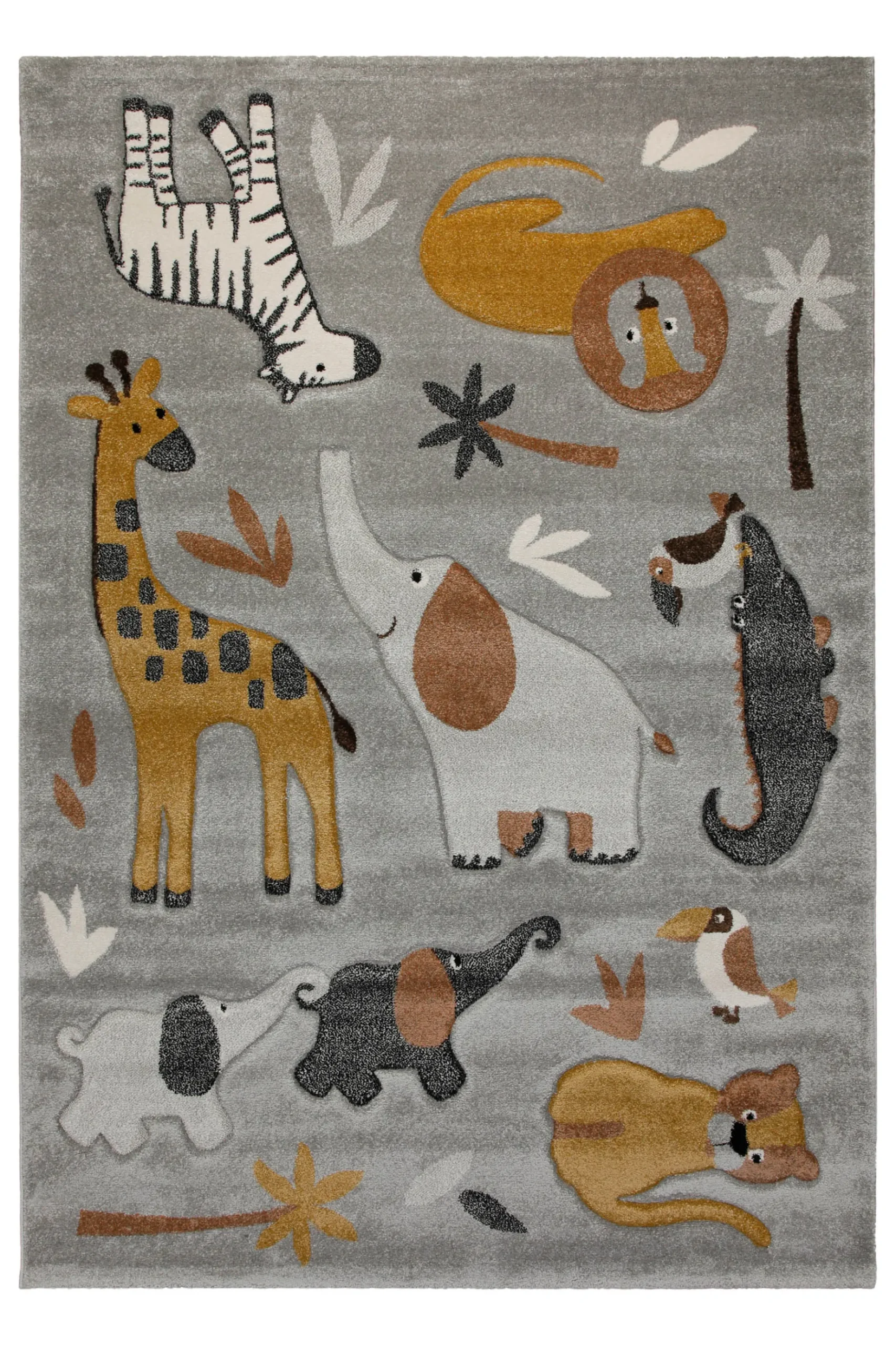 160x230 Teppich Kinderzimmer Grau Tiere