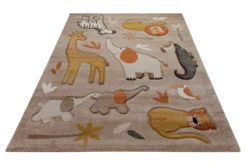 160x230 Teppich Kinderzimmer Karamell Tiere Blätter
