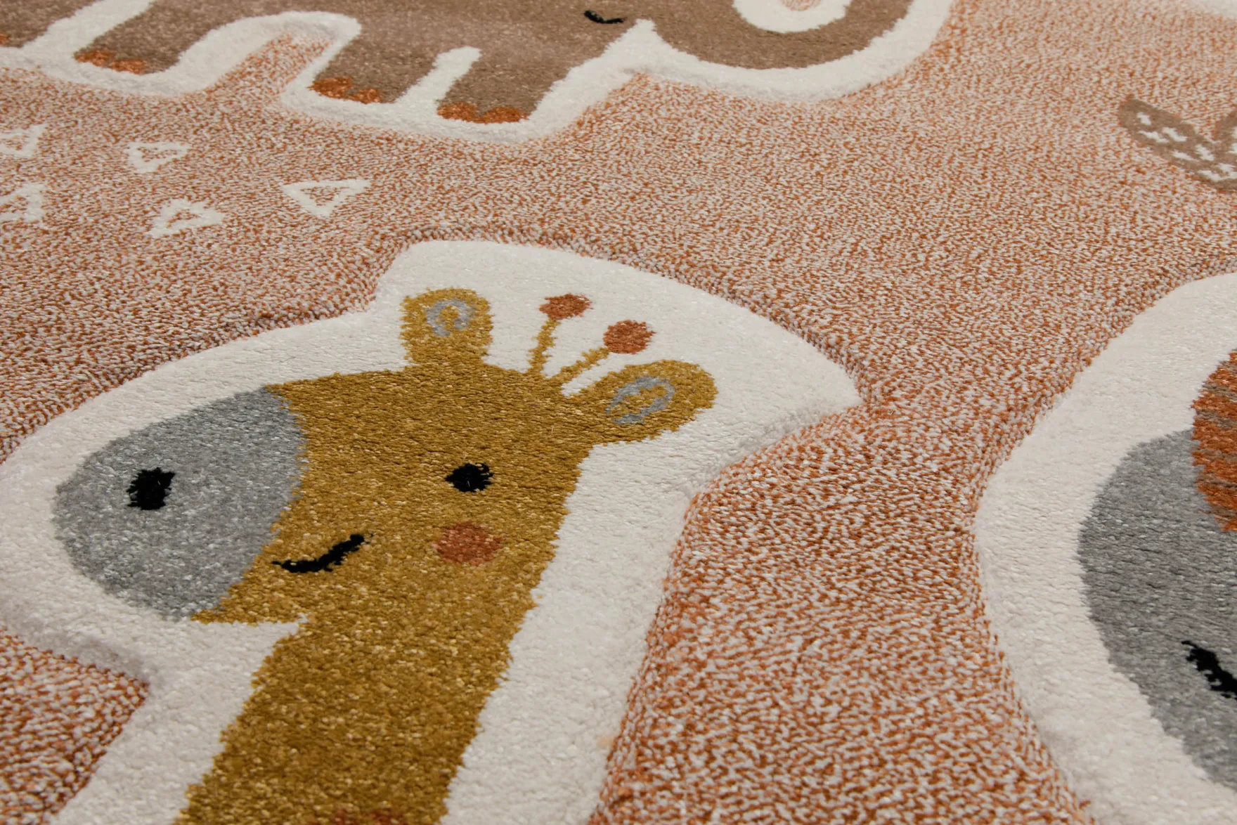 160x230 Teppich Kinderzimmer Rot Braun Tiere Blätter