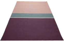 160x230 Teppich Wohnzimmer Aubergine trifft Rosé – Color-Block in reiner Baumwolle