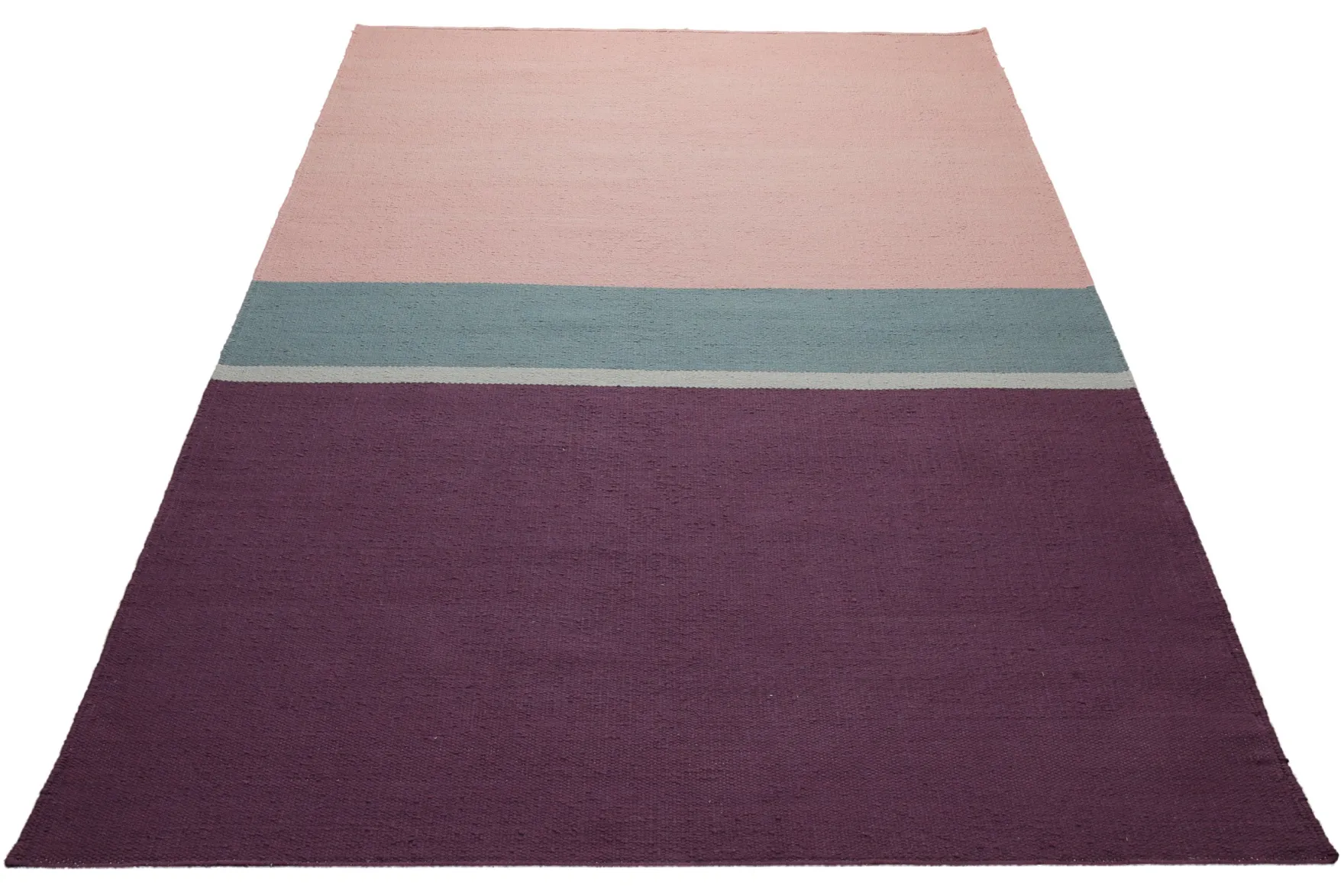 160x230 Teppich Wohnzimmer Aubergine trifft Rosé – Color-Block in reiner Baumwolle