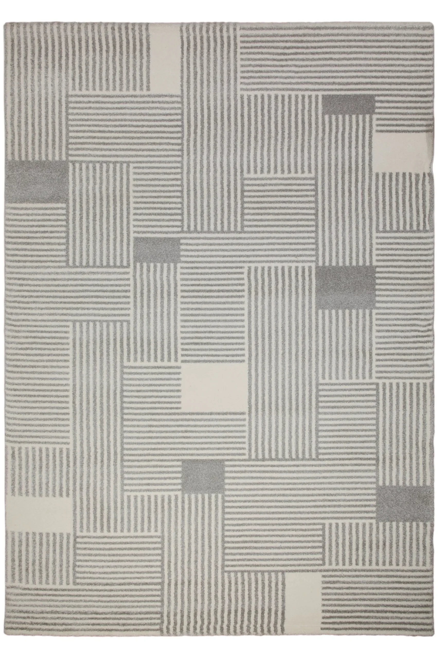 160x230 Teppich Wohnzimmer Beige Grau Streifen