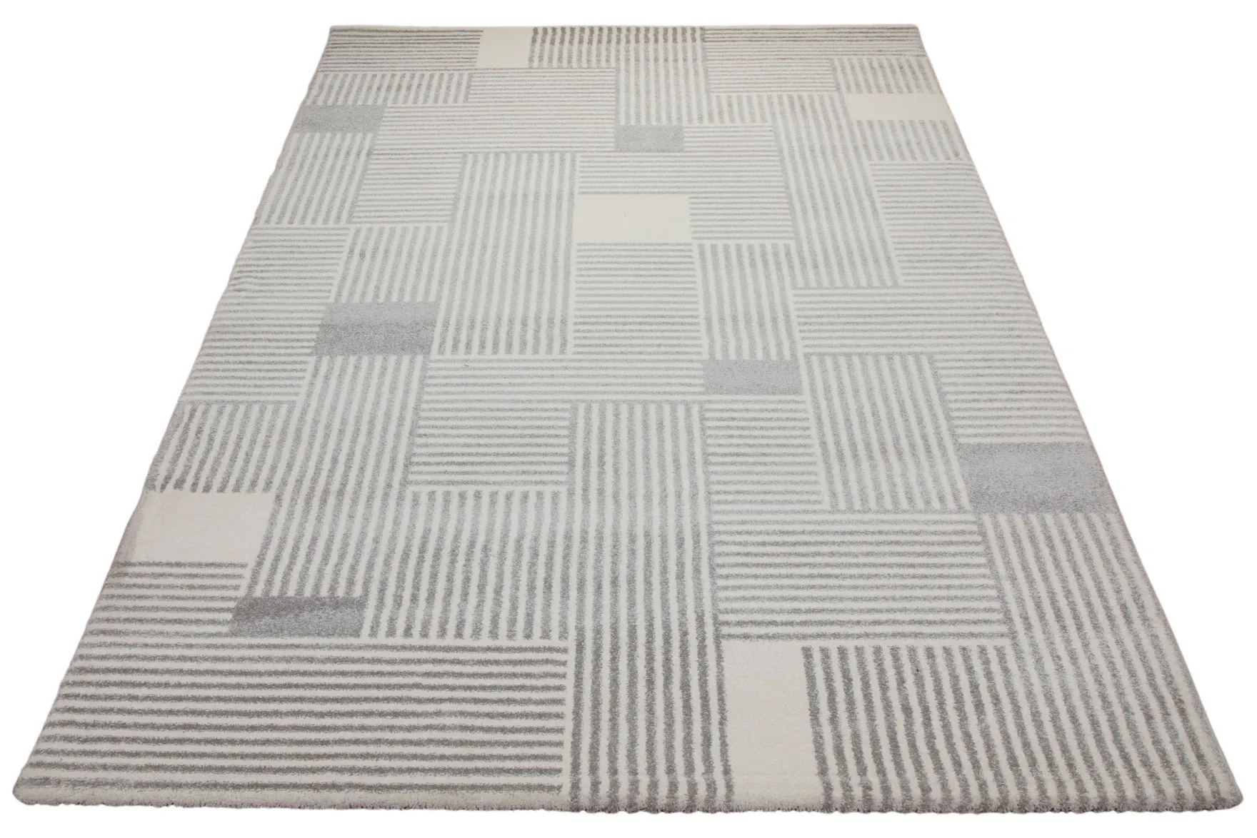 160x230 Teppich Wohnzimmer Beige Grau Streifen
