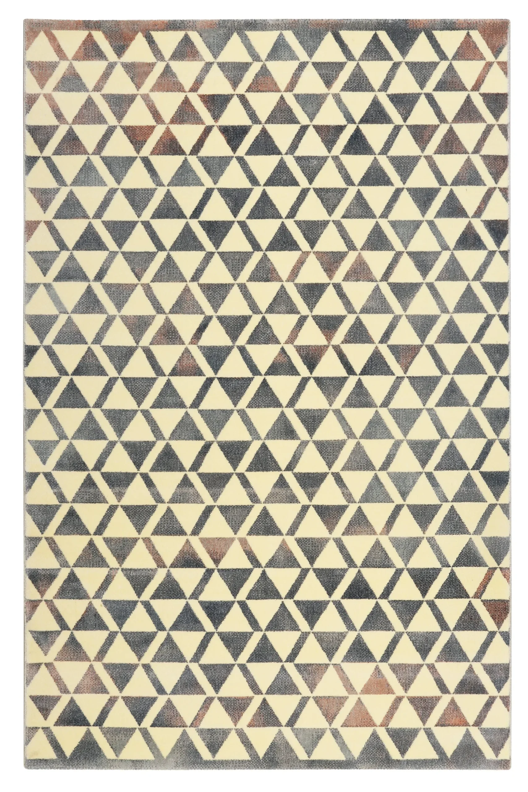 160x230 Teppich Wohnzimmer Creme Blaugrau Farbverlauf Dreieck