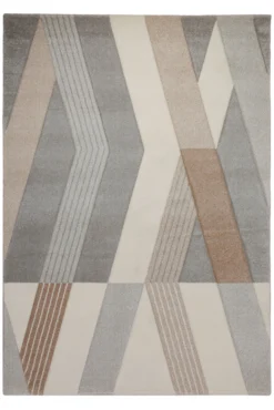 160x230 Teppich Wohnzimmer Creme Grau Muster