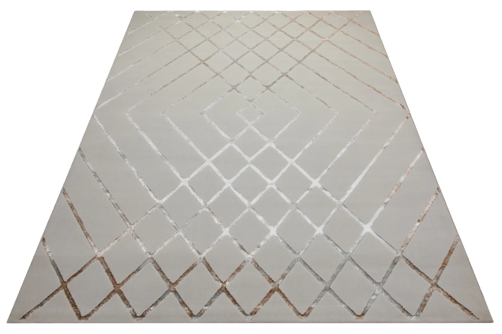 160x230 Teppich Wohnzimmer Creme Muster