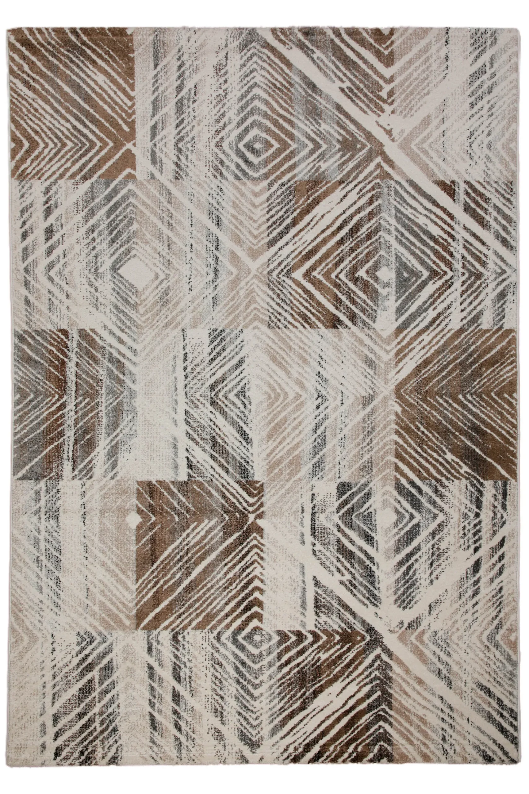 160x230 Teppich Wohnzimmer Creme Raute