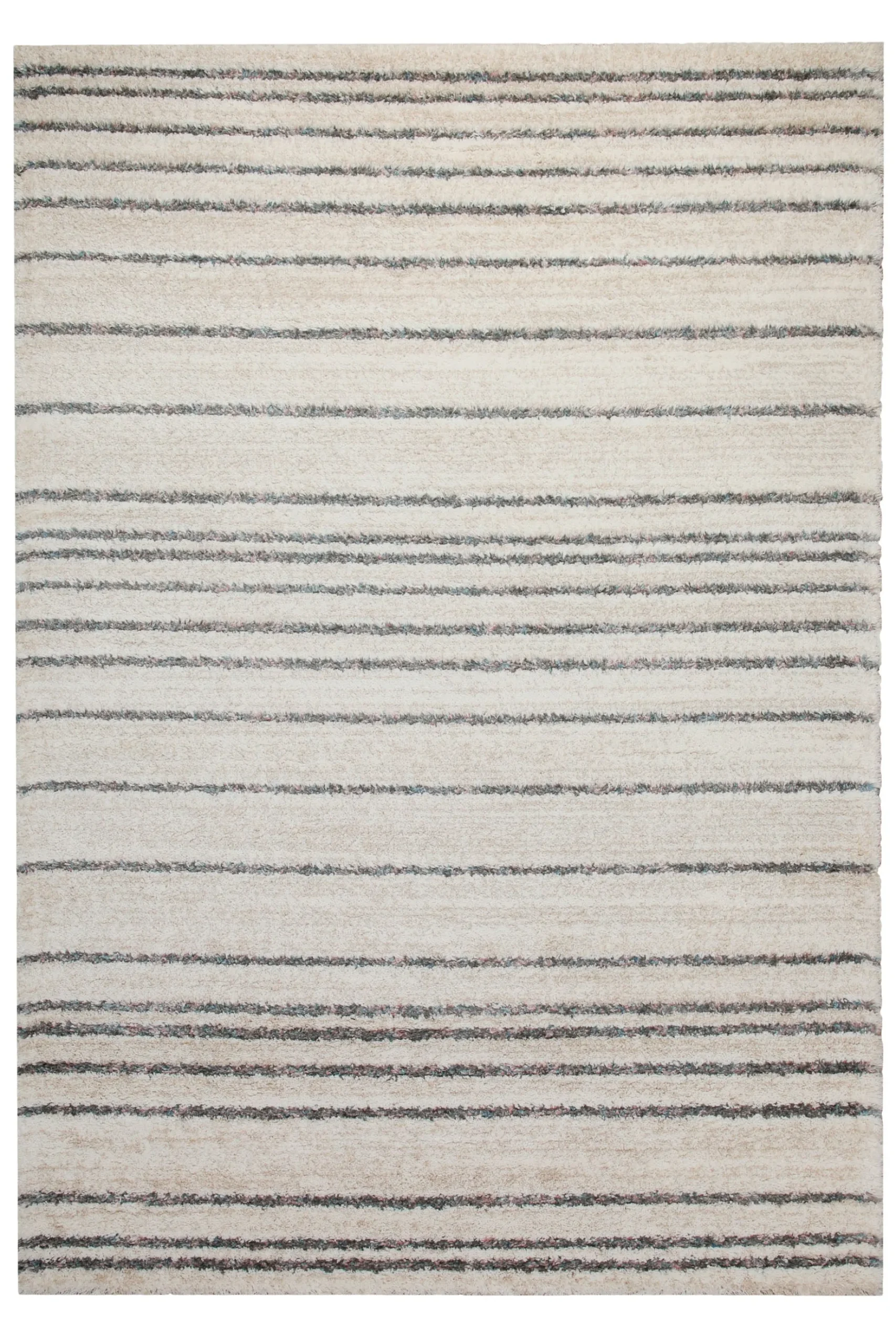 160x230 Teppich Wohnzimmer Creme Streifen