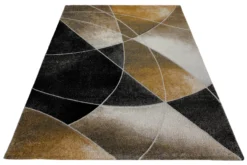 160x230 Teppich Wohnzimmer Gold Schwarz Linien