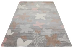 160x230 Teppich Wohnzimmer Grau Blüten
