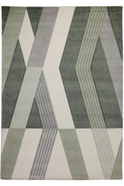 160x230 Teppich Wohnzimmer Grün Creme Muster