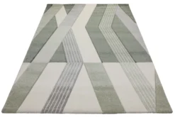 160x230 Teppich Wohnzimmer Grün Creme Muster