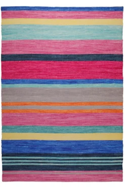 160x230 Teppich Wohnzimmer Happy Stripes – Bunter Baumwollteppich für gute Laune