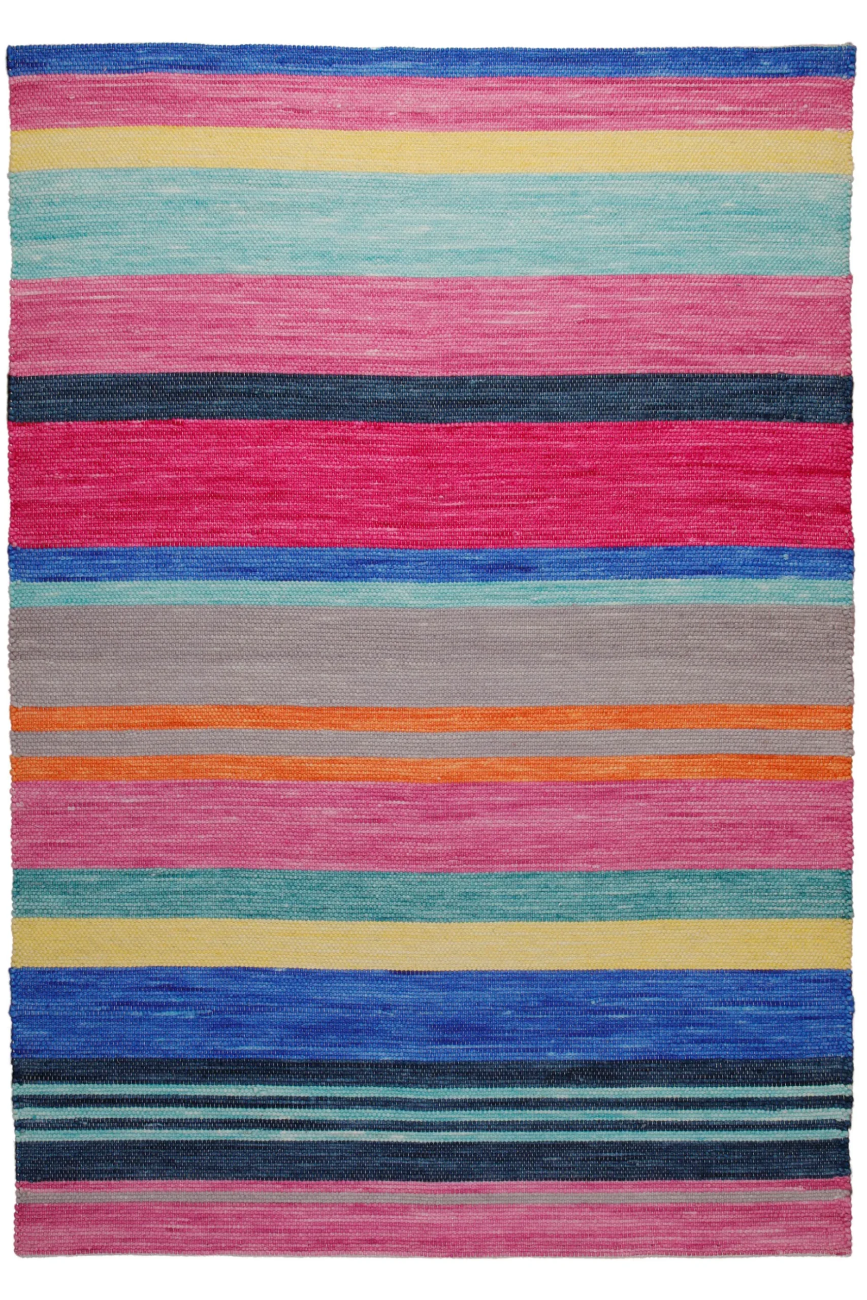 160x230 Teppich Wohnzimmer Happy Stripes – Bunter Baumwollteppich für gute Laune