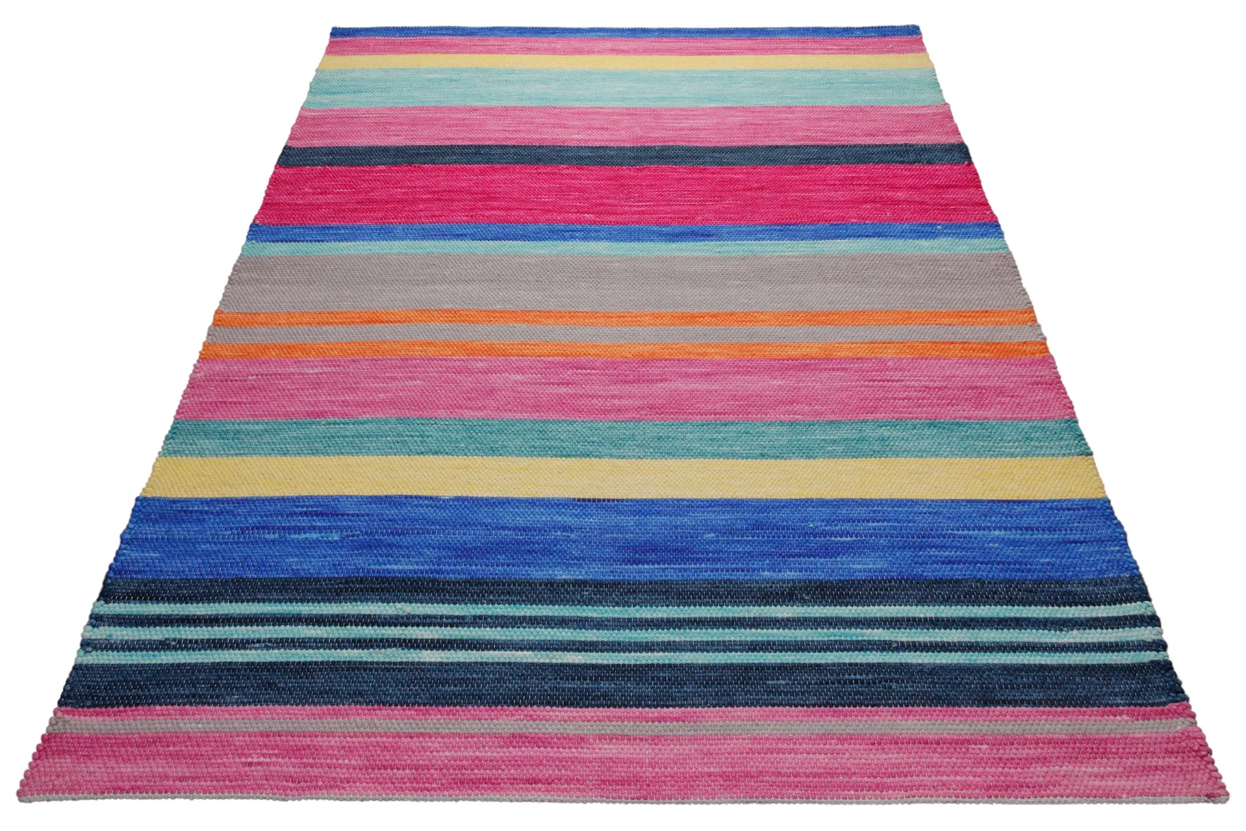 160x230 Teppich Wohnzimmer Happy Stripes – Bunter Baumwollteppich für gute Laune