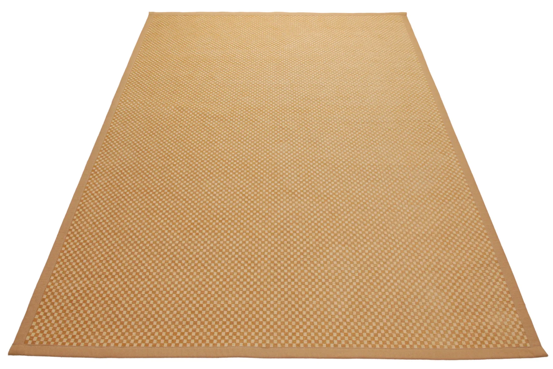 160x230 Teppich Wohnzimmer Honiggold-Chevron – Reversibler Baumwollteppich aus Estland