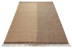 160x230 Teppich Wohnzimmer Honig trifft Greige – Naturfaser-Diptychon mit Kontrastsaum