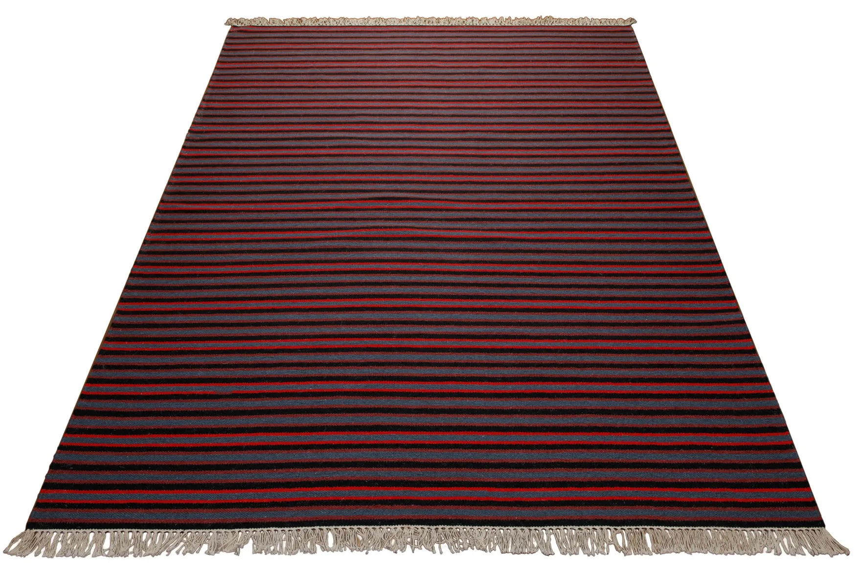 160x230 Teppich Wohnzimmer Marine Stripes – Klassischer Streifenteppich in Rot, Blau und Schwarz
