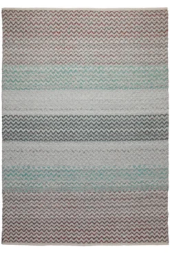 160x230 Teppich Wohnzimmer Multicolor-Chevron für drinnen und draußen – Outdoor-Teppich aus Indien