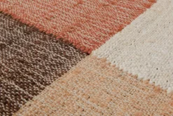 160x230 Teppich Wohnzimmer Naturjute mit Farbblock – Grafisches Statement in Erdtönen