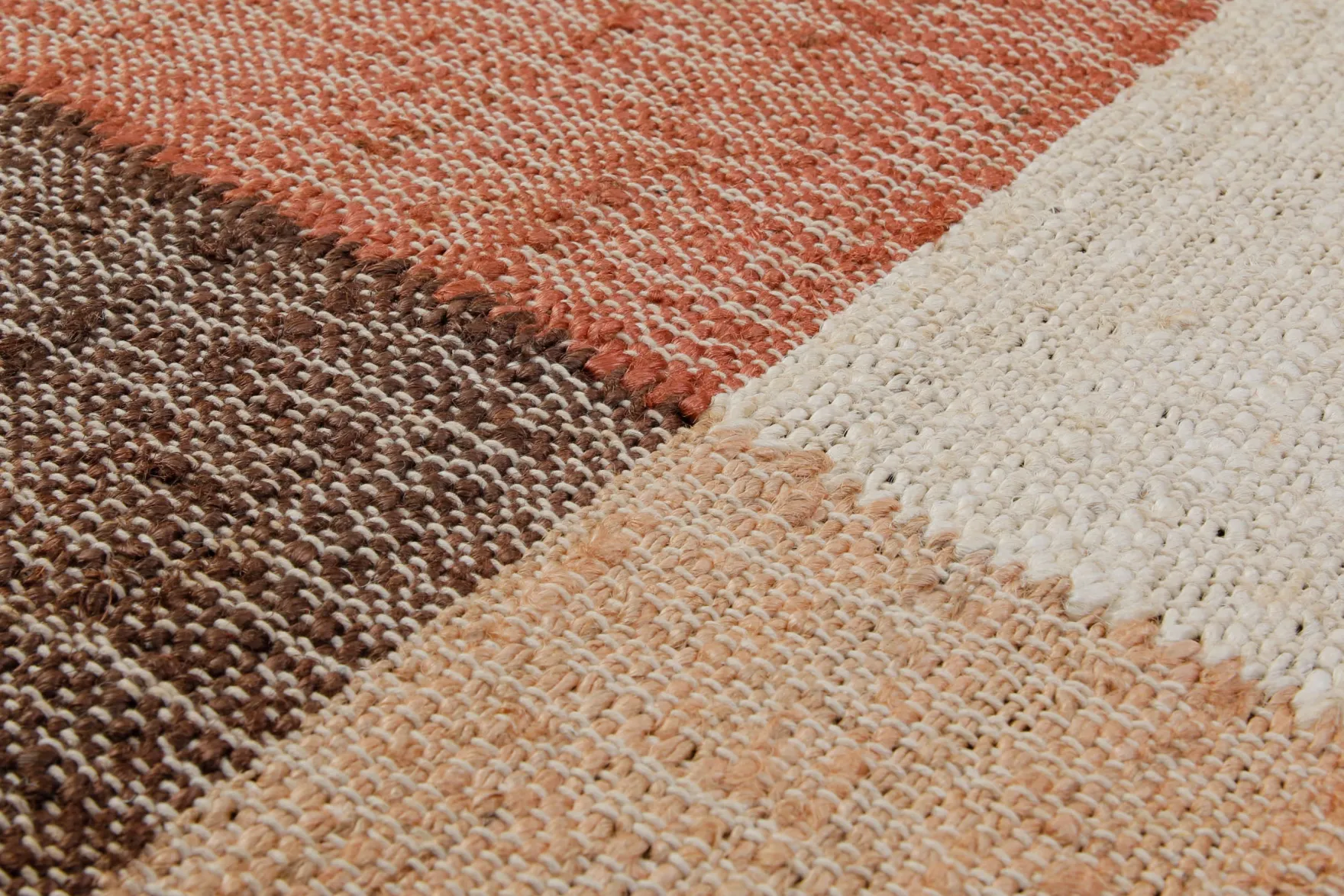 160x230 Teppich Wohnzimmer Naturjute mit Farbblock – Grafisches Statement in Erdtönen
