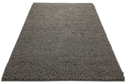 160x230 Teppich Wohnzimmer Oversize-Loops in dunklem Taupe – Schwerer Wollteppich zum Versinken