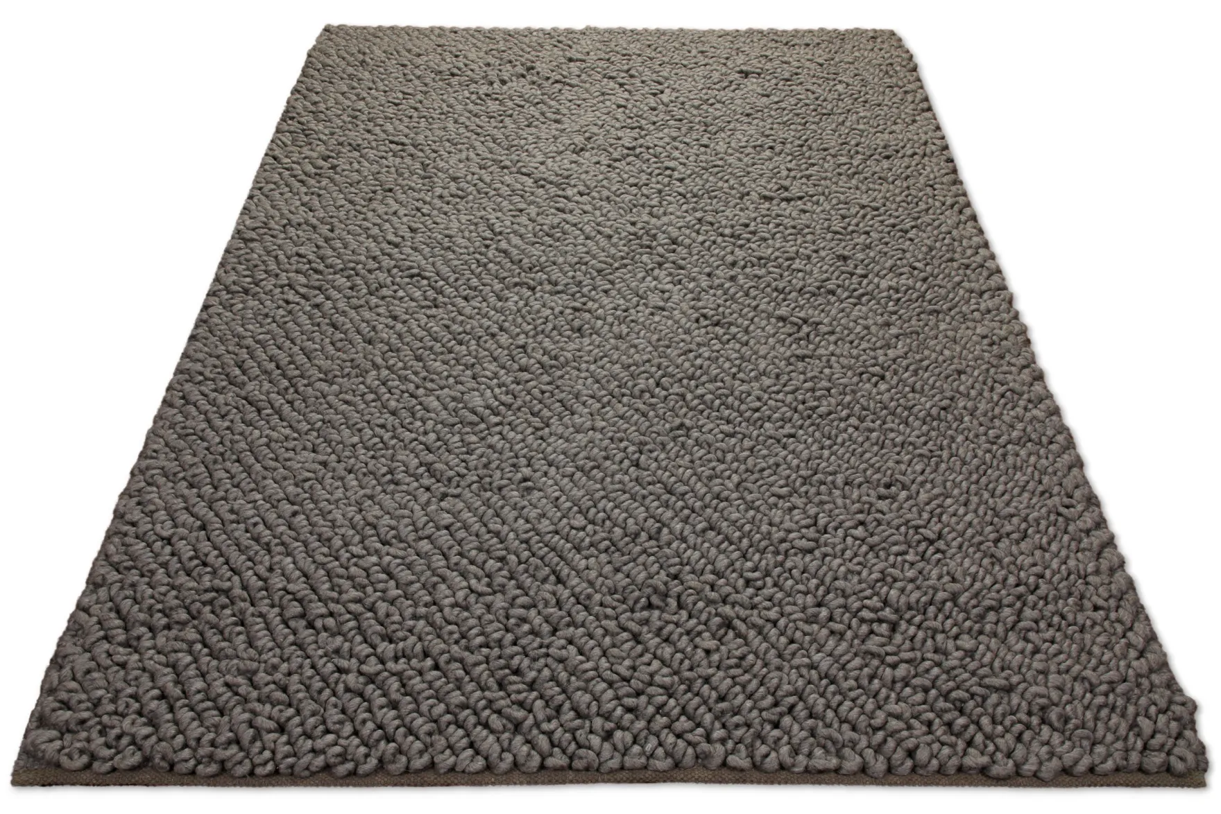 160x230 Teppich Wohnzimmer Oversize-Loops in dunklem Taupe – Schwerer Wollteppich zum Versinken