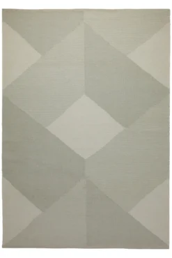 160x230 Teppich Wohnzimmer Salbei trifft Creme – Skandi-Handwebteppich in zarten Pastelltönen