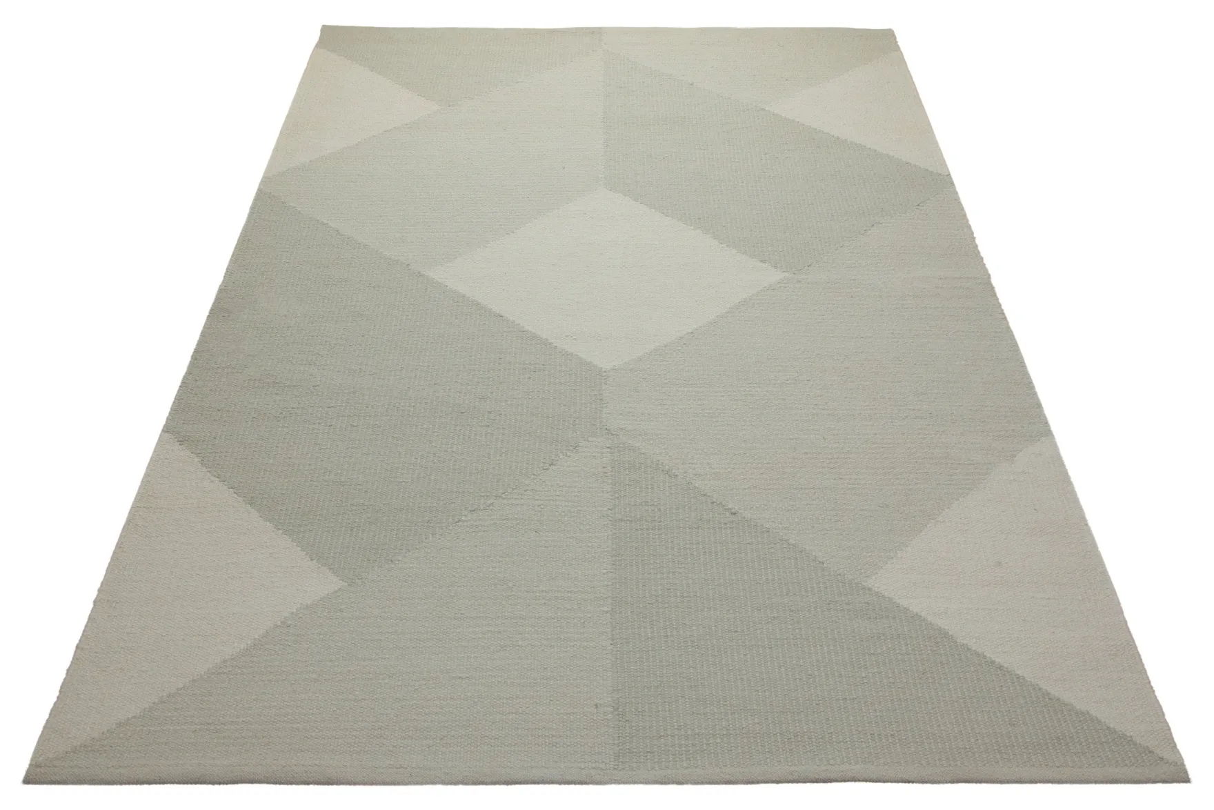 160x230 Teppich Wohnzimmer Salbei trifft Creme – Skandi-Handwebteppich in zarten Pastelltönen