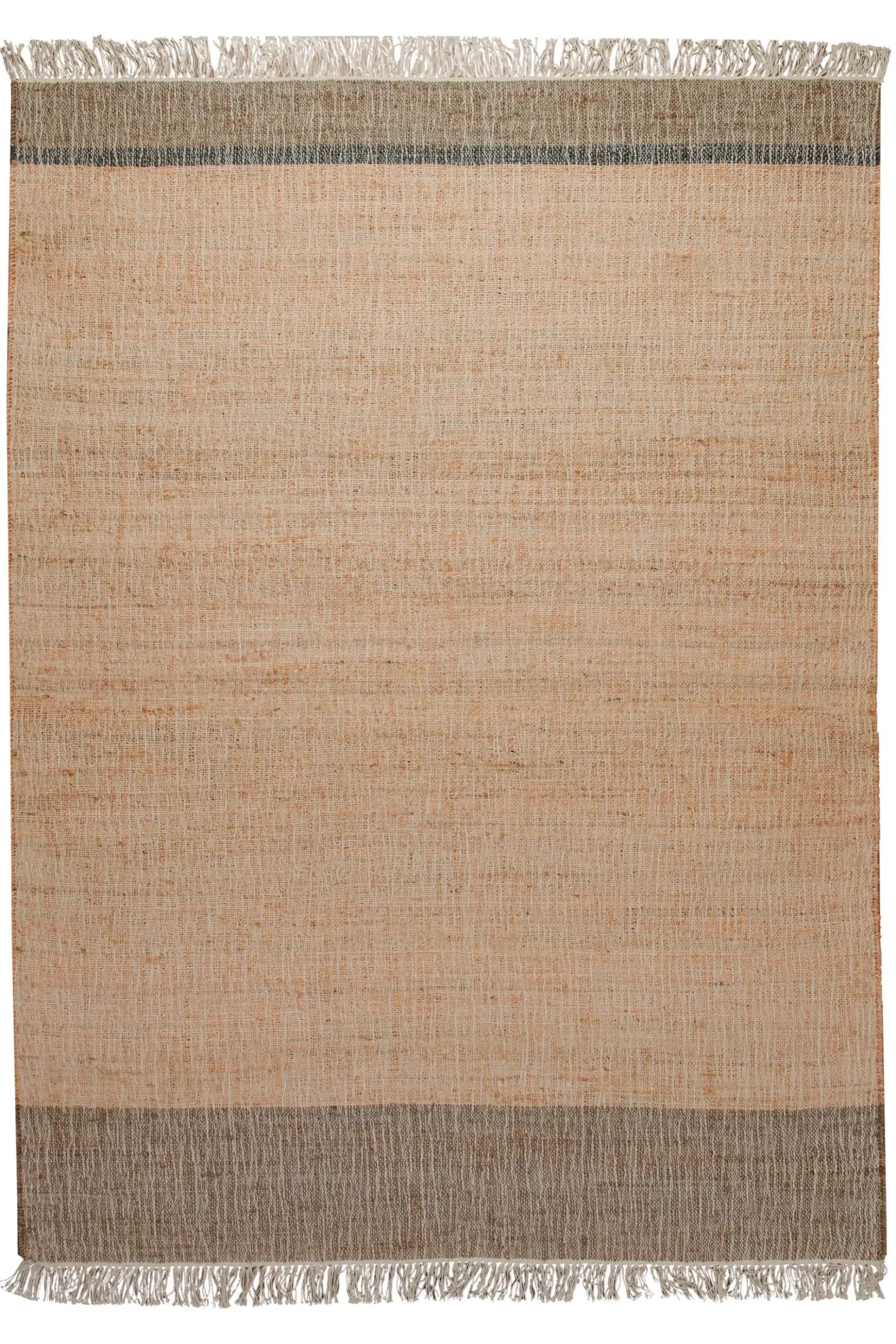 160x230 Teppich Wohnzimmer Sandfeld mit Akzentkanten – Ruhiger Naturteppich mit Charakter