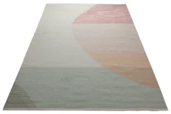 160x230 Teppich Wohnzimmer Sanfte Geometrie – Skandi-Handwebteppich mit Pastellakzent